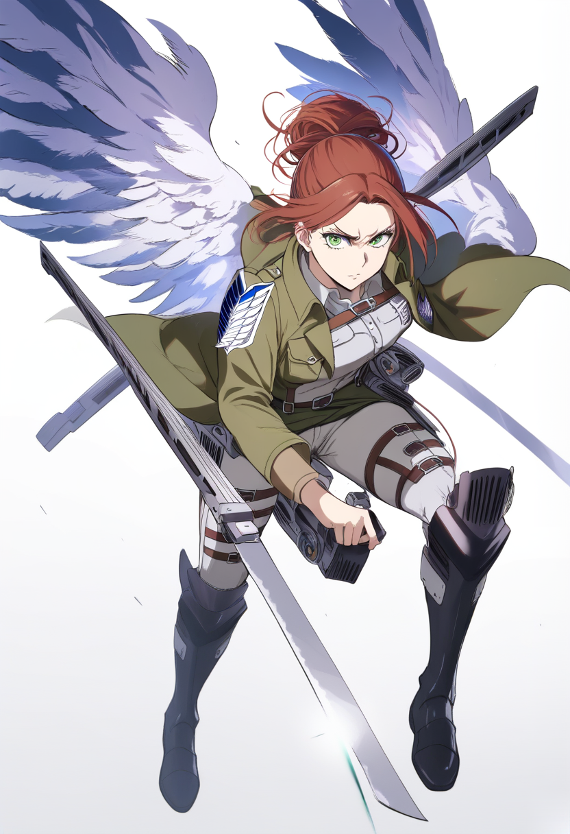 Attack on Titan OC in Survey Corps uniform with ODM gear in a combat stance