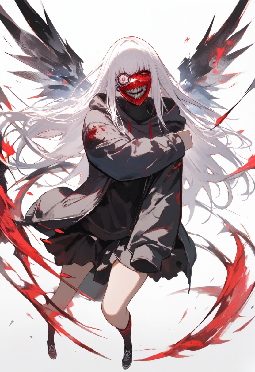 Tokyo Ghoul OC with activated kagune and ghoul mask